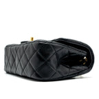 CHANEL PEARL CRUSH MINI RECTANGULAR LAMBSKIN BLACK BRUSHED GHW (MICROCHIP)