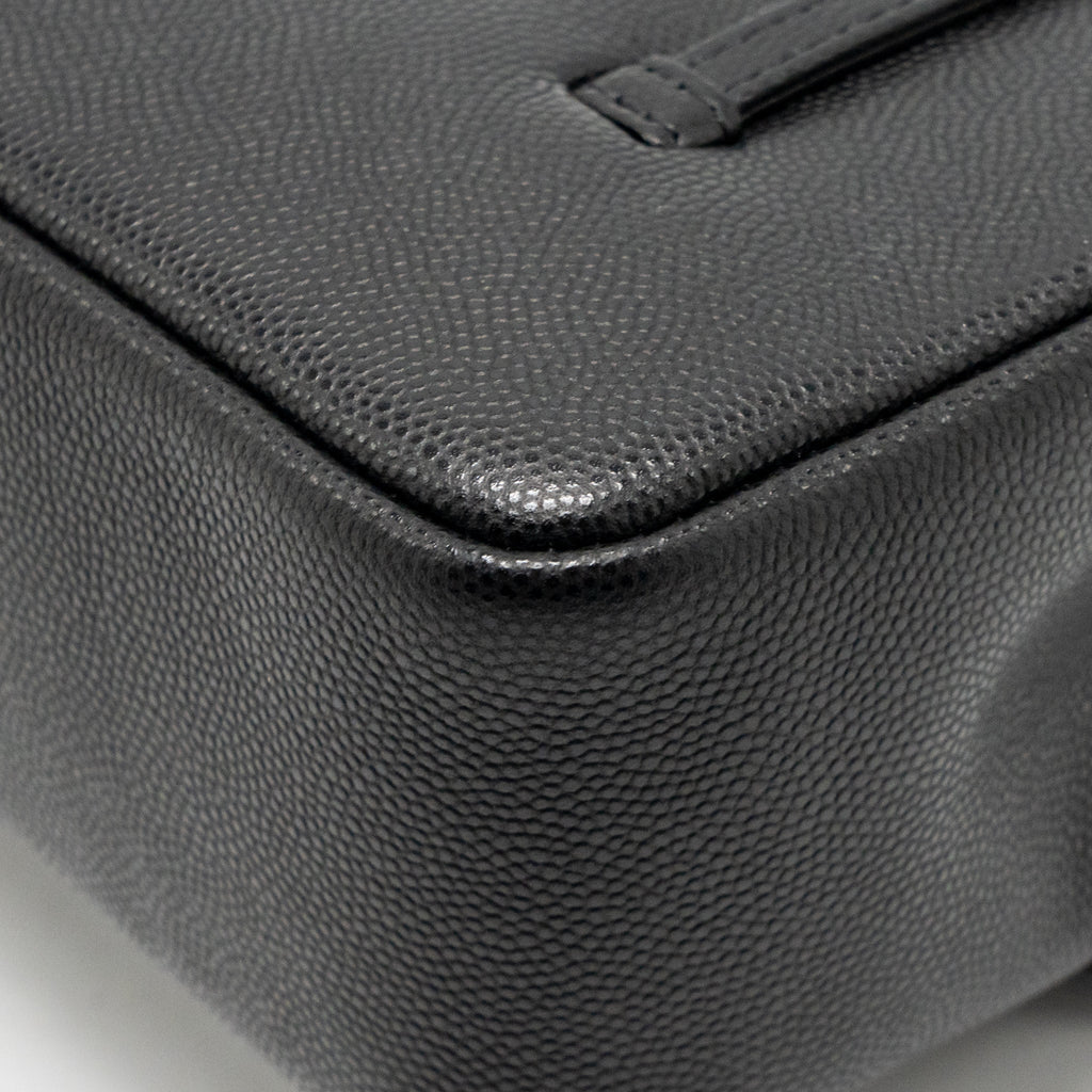 Chanel Small Preppy Coco Shoulder Flap Bag Grained Shiny Calfskin Black GHW (Microchip)