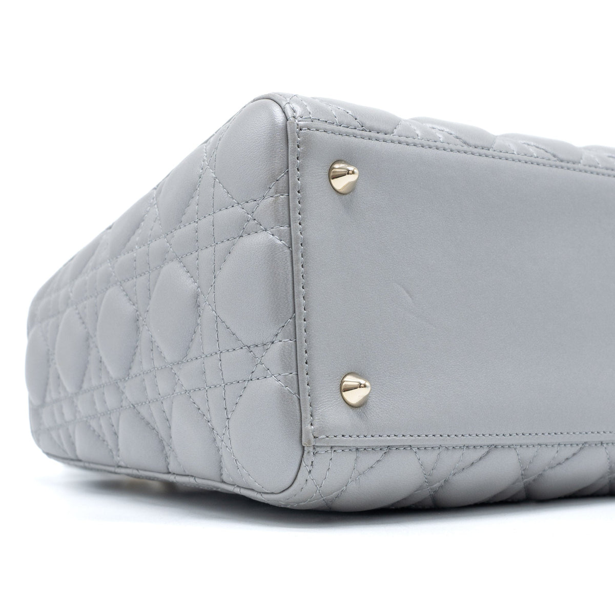 DIOR MEDIUM LADY DIOR LAMBSKIN GREY LGHW