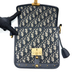 DIOR ADDICT VERTICAL MESSENGER BAG OBLIQUE CANVAS BLUE GHW