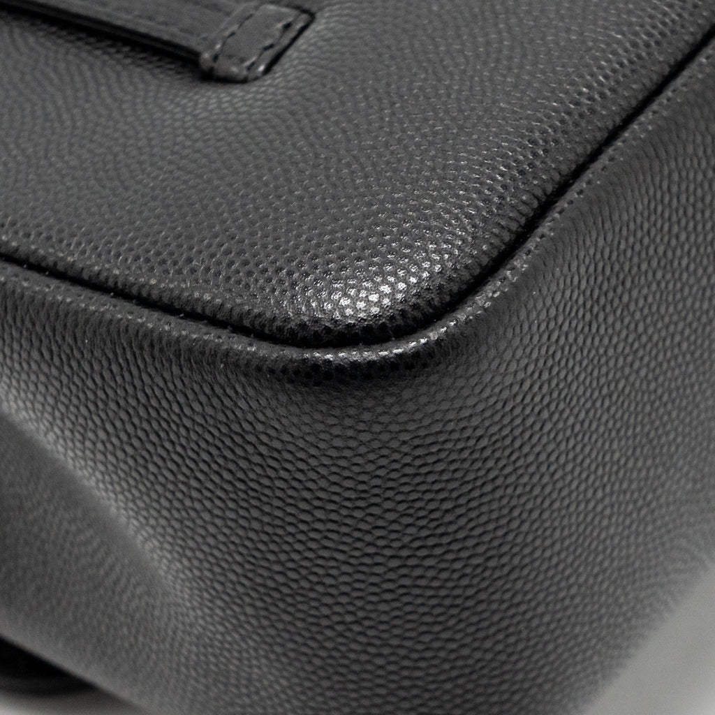 Chanel Small Preppy Coco Shoulder Flap Bag Grained Shiny Calfskin Black GHW (Microchip)