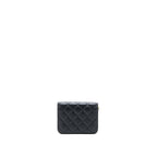 CHANEL PEARL CRUSH MINI FLAP BELT BAG WITH CHAIN LAMBSKIN BLACK BRUSHED GHW