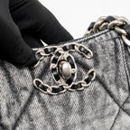 Chanel 19 Denim Shopping Tote Bag Washed Denim Grey / White Multicolour Hardware