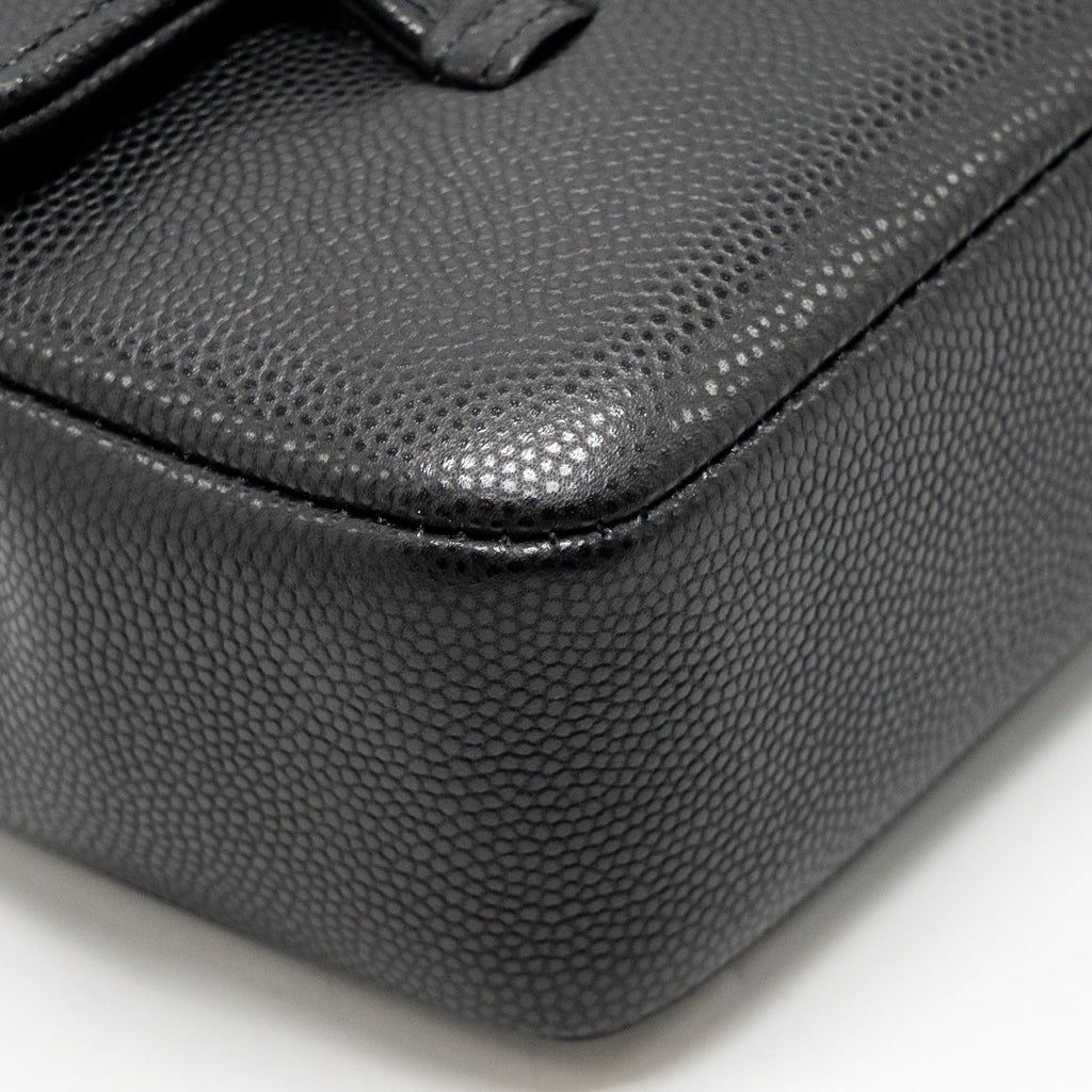 Chanel Preppy Coco Clutch with Leather Strap Caviar Black GHW (Microchip)
