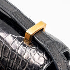 HERMES MINI CONSTANCE ALLIGATOR MISSISSIPPIENSIS SHINY BLACK GHW