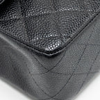 CHANEL MEDIUM CLASSIC DOUBLE FLAP BAG CAVIAR BLACK SHW