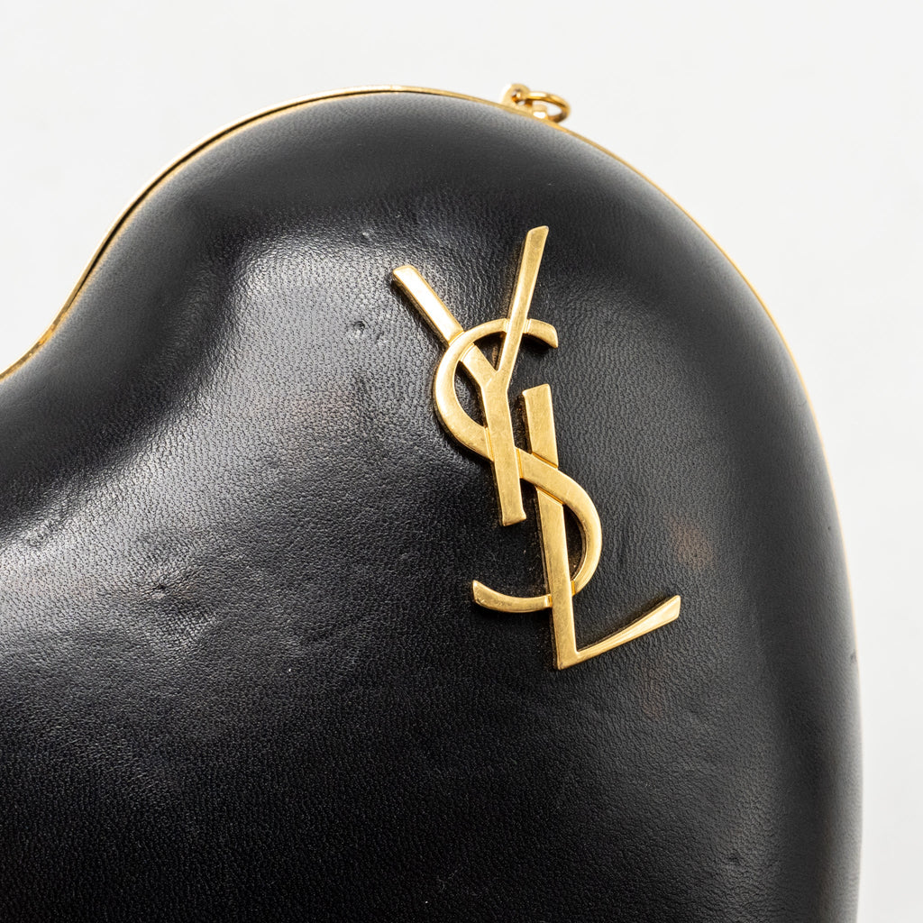 Saint Laurent/YSL Boite Love Clutch with Chain Leather Black GHW