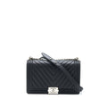 CHANEL NEW MEDIUM BOY BAG CHEVRON LAMBSKIN BLACK SHW