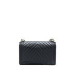 CHANEL NEW MEDIUM BOY BAG CHEVRON LAMBSKIN BLACK SHW