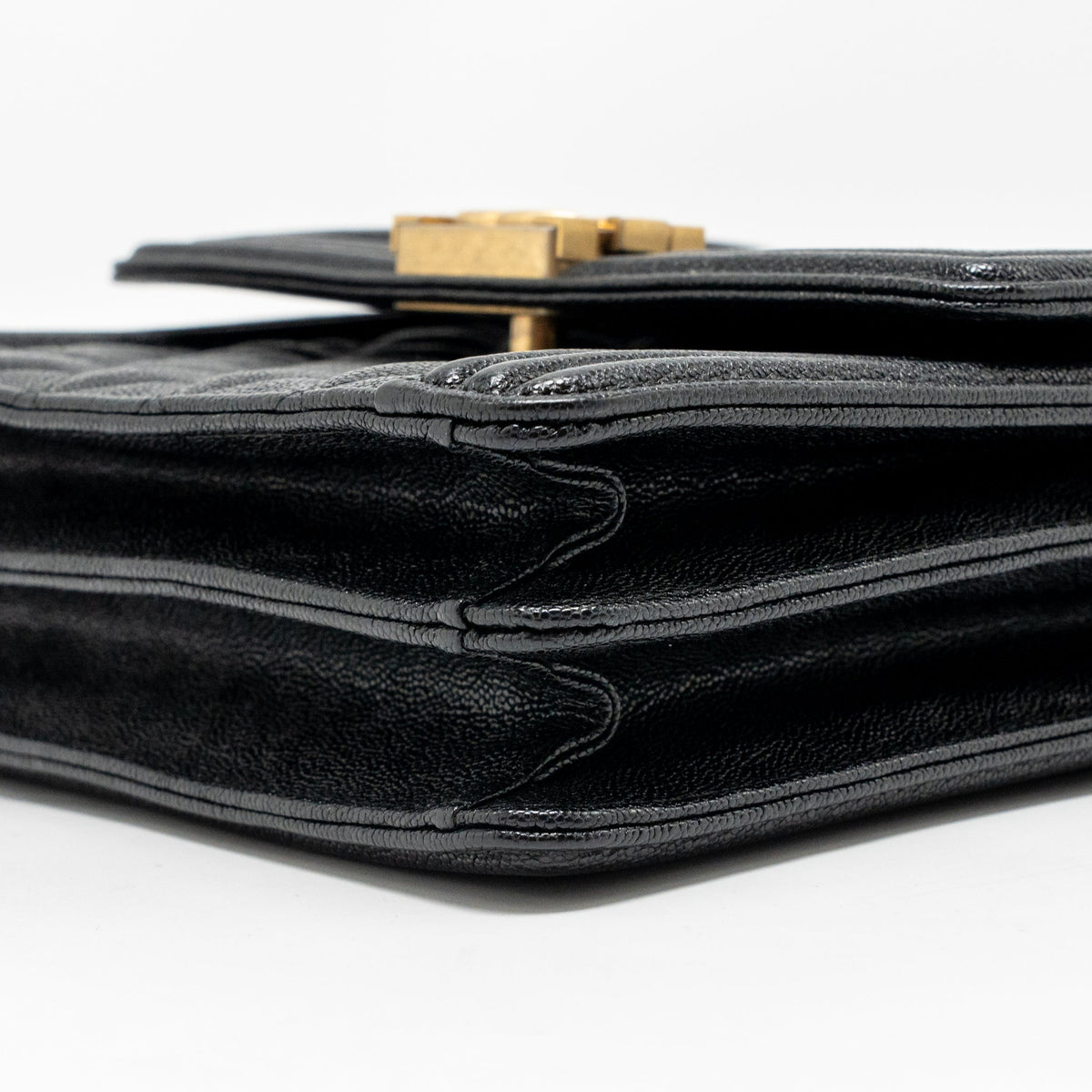 CHANEL NORTH SOUTH/VERTICAL BOY BAG CAVIAR BLACK GHW