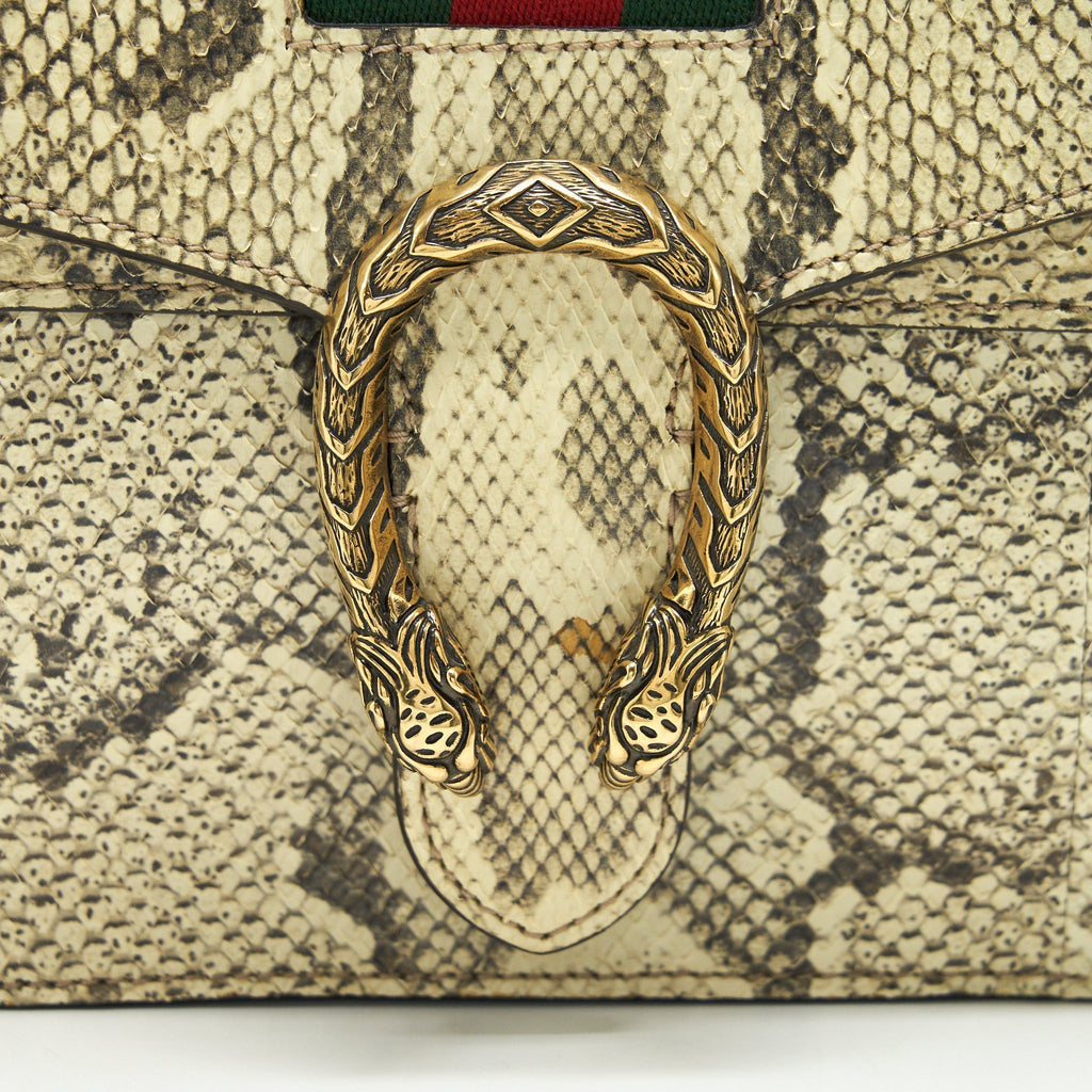 GUCCI DIONYSUS PYTHON MEDIUM SHOULDER BAG IN BEIGE