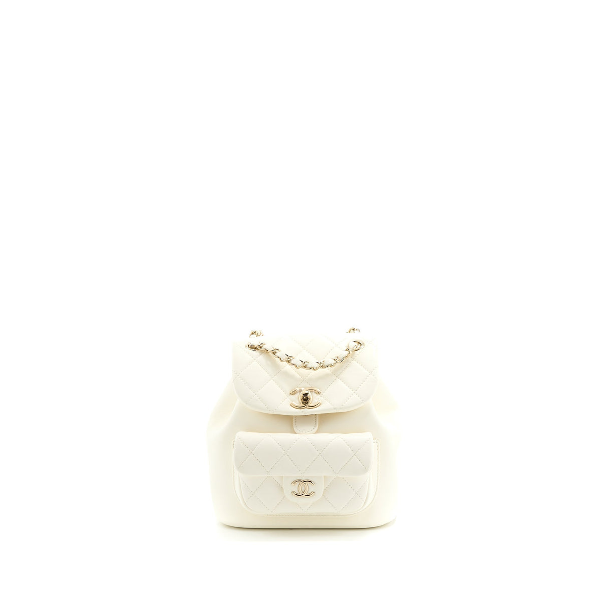 CHANEL DUMA MINI BACKPACK LAMBSKIN WHITE LGHW (MICROCHIP)
