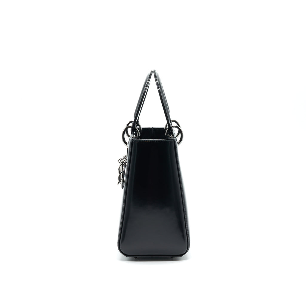 CHRISTIAN DIOR MEDIUM LADY DIOR CALFSKIN IN BLACK BHW