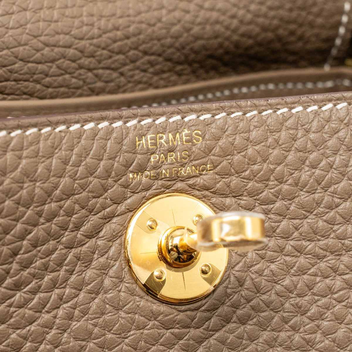 Hermes mini lindy clemence etoupe GHW