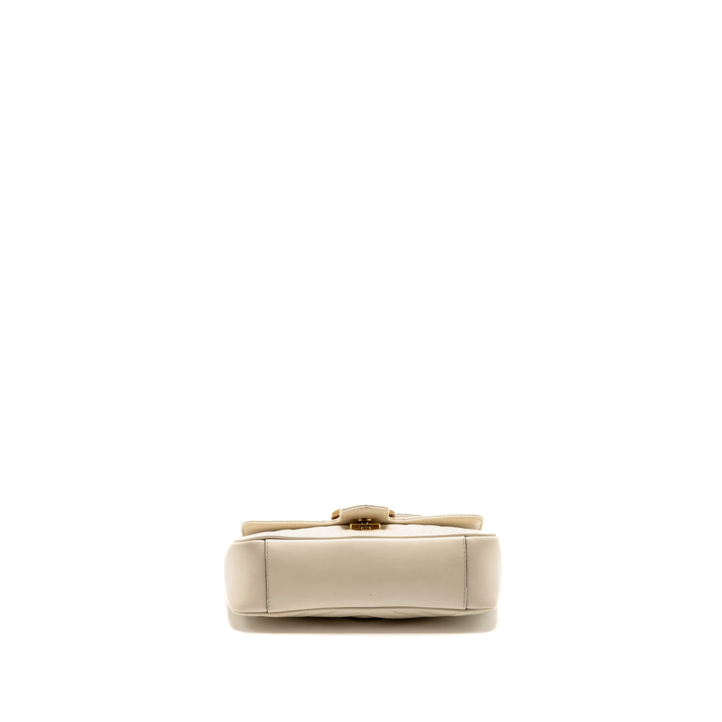 Gucci Small Marmont Shoulder Bag Matelassé chevron leather White GHW