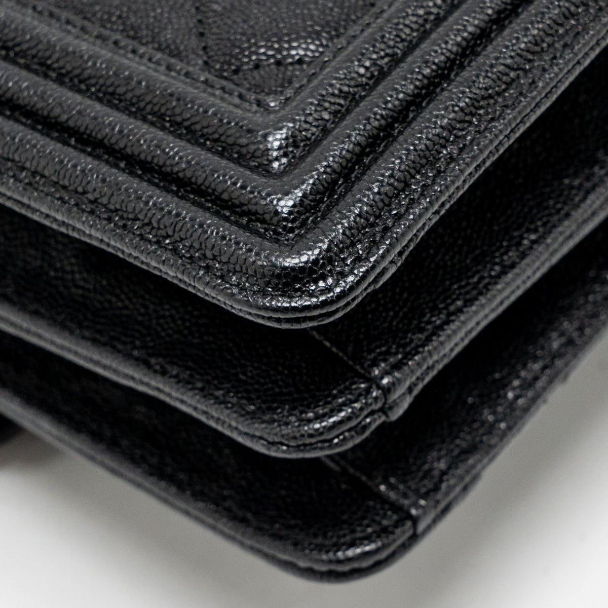 CHANEL NORTH SOUTH/VERTICAL BOY BAG CAVIAR BLACK GHW