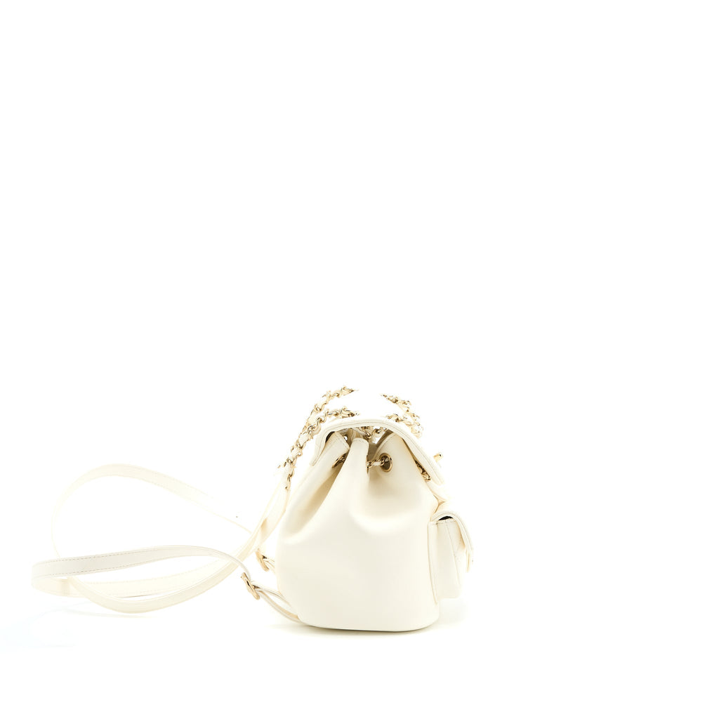 CHANEL DUMA MINI BACKPACK LAMBSKIN WHITE LGHW (MICROCHIP)