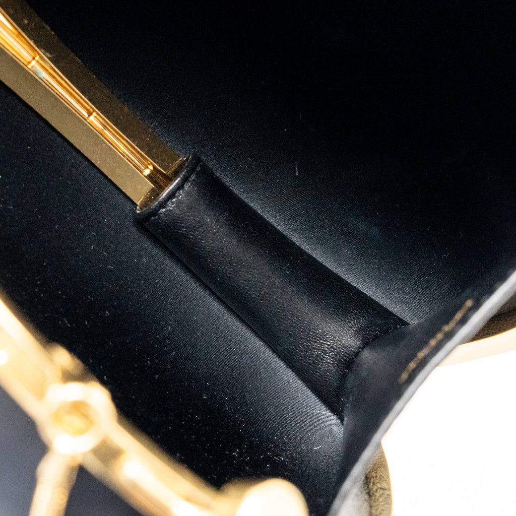 Saint Laurent/YSL Boite Love Clutch with Chain Leather Black GHW