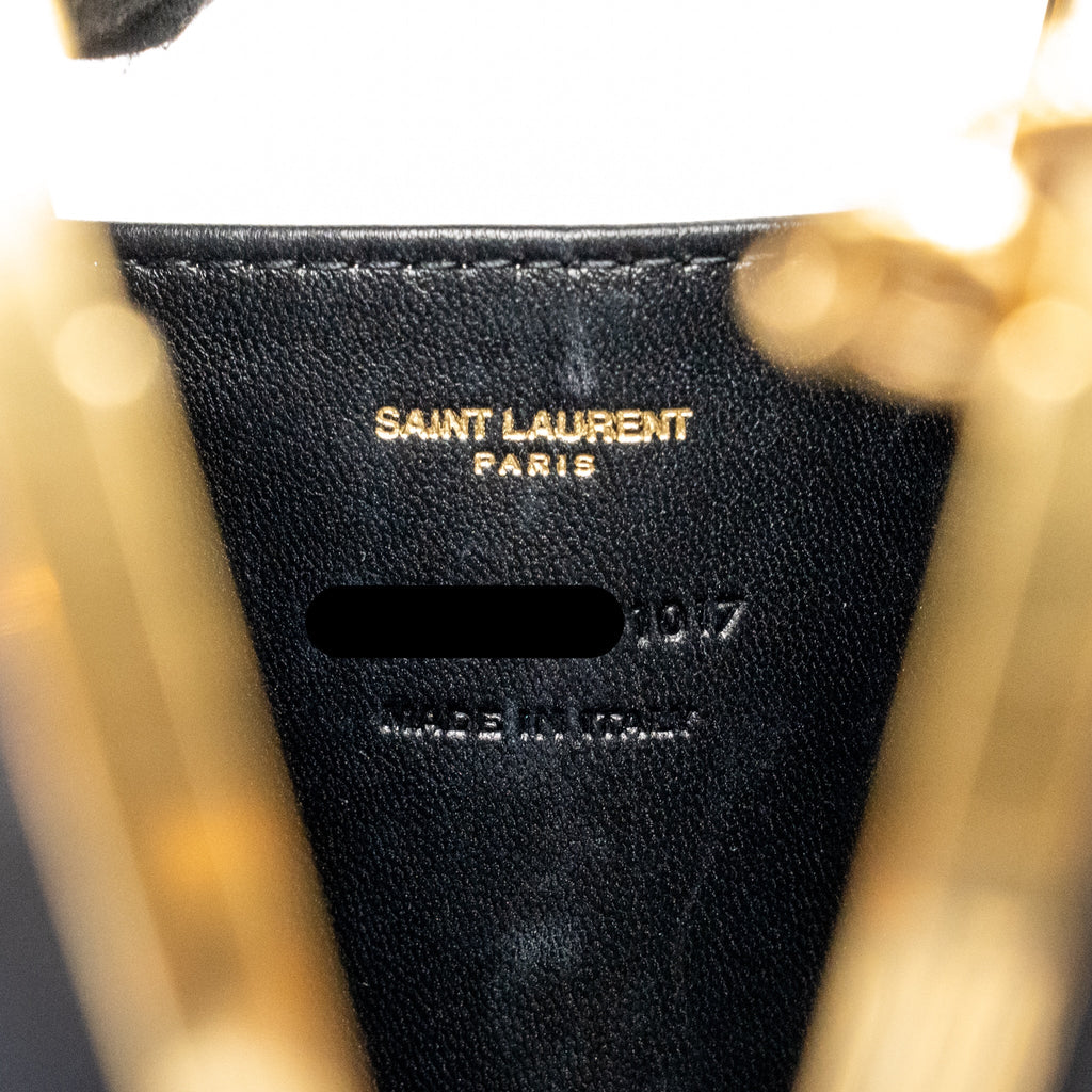 Saint Laurent/YSL Boite Love Clutch with Chain Leather Black GHW