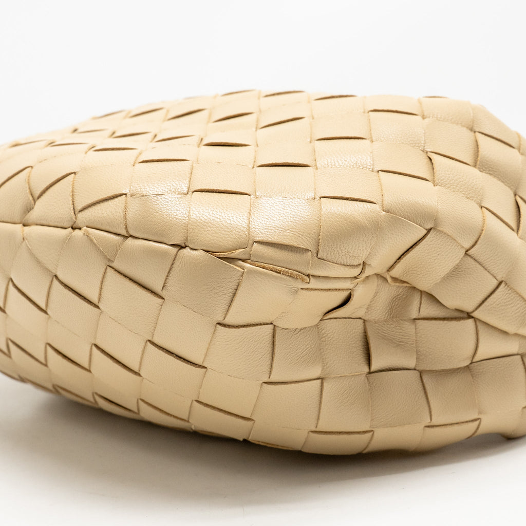 BOTTEGA VENETA MINI JODIE INTRECCIATO LEATHER LIGHT BEIGE GHW