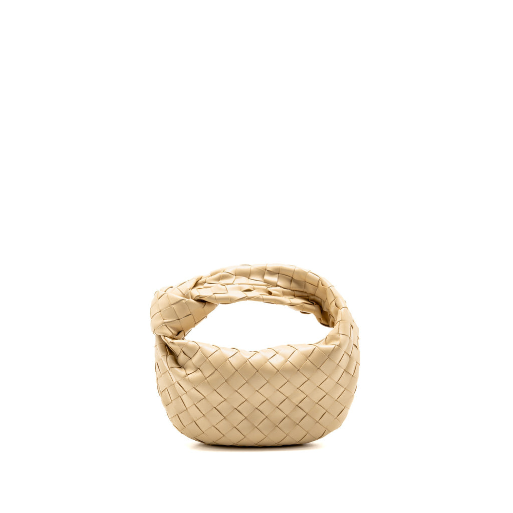 BOTTEGA VENETA MINI JODIE INTRECCIATO LEATHER LIGHT BEIGE GHW