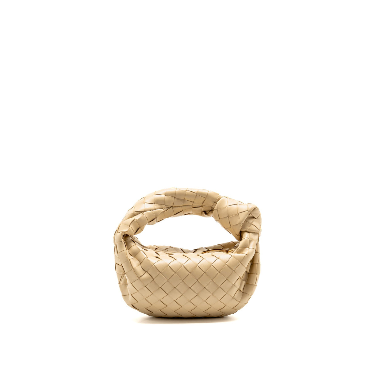 BOTTEGA VENETA MINI JODIE INTRECCIATO LEATHER LIGHT BEIGE GHW