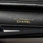CHANEL QUILTED WALLET ON CHAIN SHINY CALFSKIN BLACK GHW (MICROCHIP)
