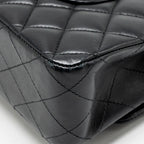 CHANEL MEDIUM CLASSIC DOUBLE FLAP BAG LAMBSKIN BLACK SHW