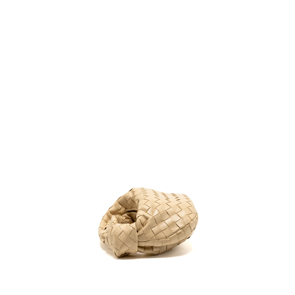BOTTEGA VENETA MINI JODIE INTRECCIATO LEATHER LIGHT BEIGE GHW