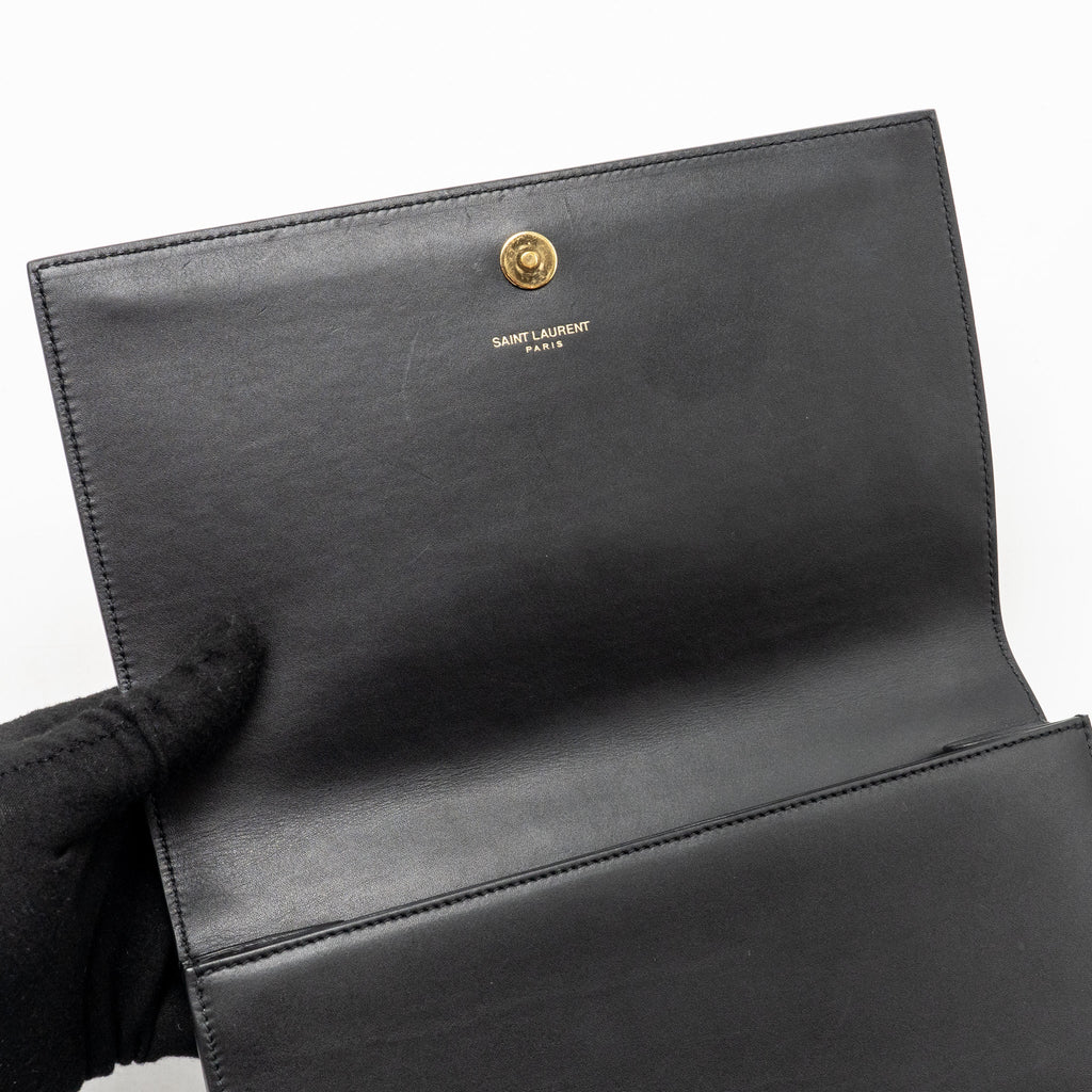 Saint Laurent/YSL Small Hearts Kate Clutch Calfskin Black/Metallic Red GHW