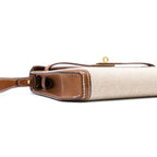 HERMES POCHETTE KELLY DEPECHES 25 CANVAS AND BARENIA, ECRU/ BEIGE / FAUVE GHW