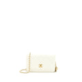 CHANEL PEARL CRUSH WALLET ON CHAIN LAMBSKIN WHITE BRUSHED GHW (MICROCHIP)