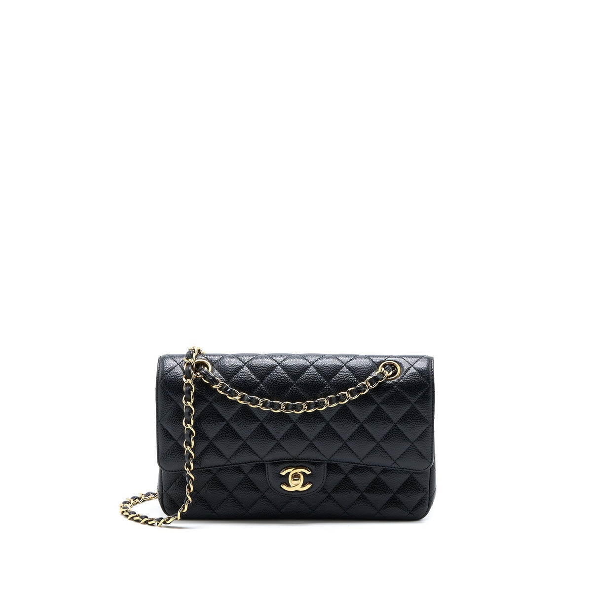 CHANEL MEDIUM CLASSIC DOUBLE FLAP BAG CAVIAR BLACK GHW