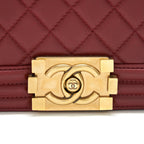 CHANEL MEDIUM BOY BAG LAMBSKIN BURGUNDY GHW