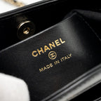 CHANEL 24C MINI 31 CLUTCH WITH CHAIN SHINY CALFSKIN BLACK LGHW (MICROCHIP)