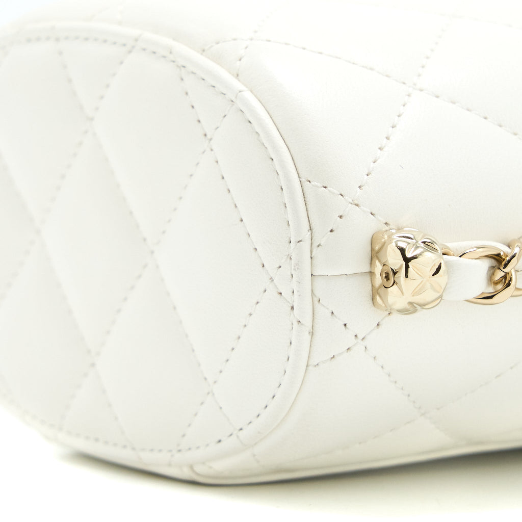 CHANEL SMALL VANITY CASE LAMBSKIN WHITE LGHW (MICROCHIP)