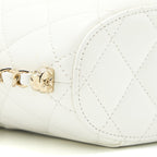CHANEL SMALL VANITY CASE LAMBSKIN WHITE LGHW (MICROCHIP)