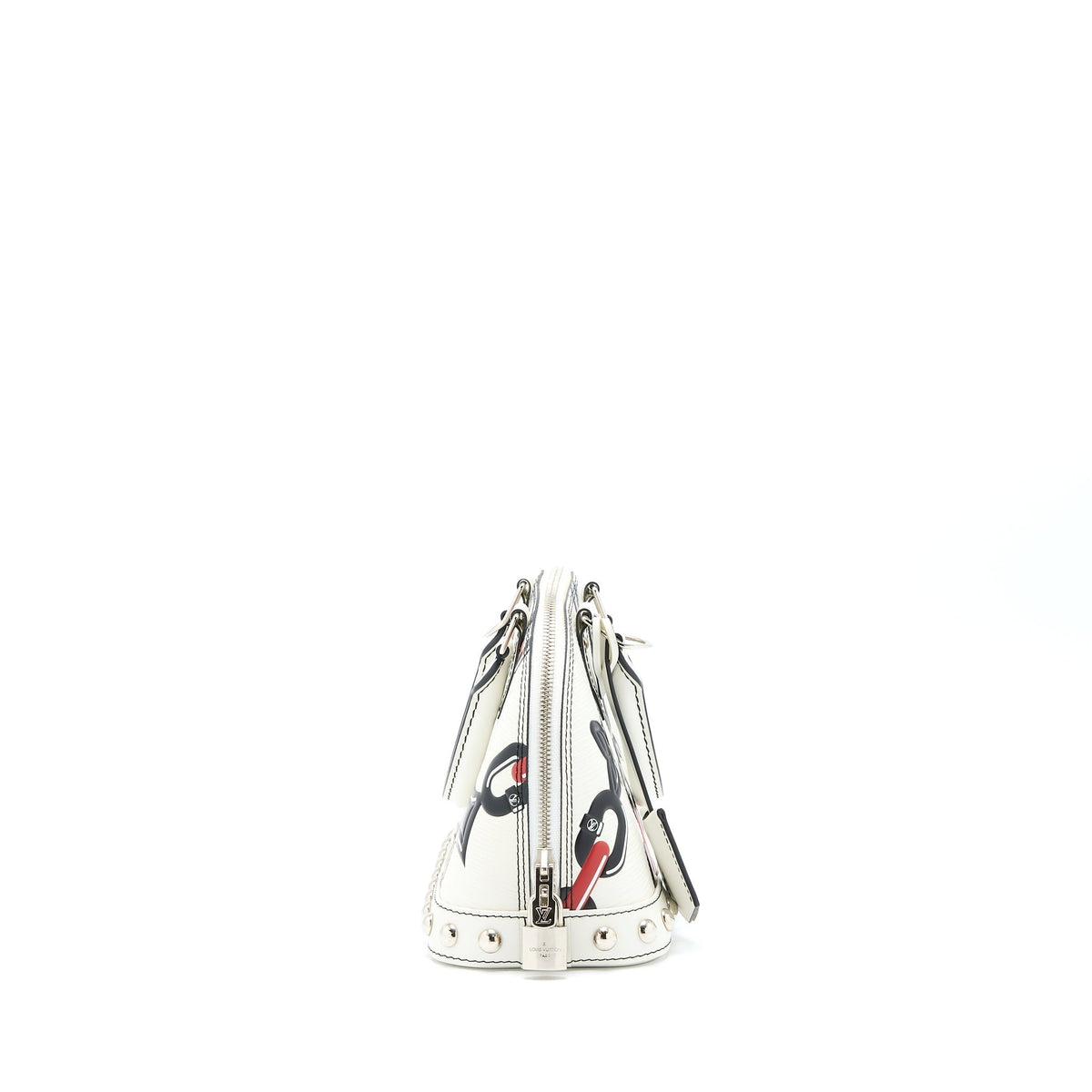 LOUIS VUITTON ALMA BB EN CUIR OCCASION EPI WHITE / BLACK WITH SHW