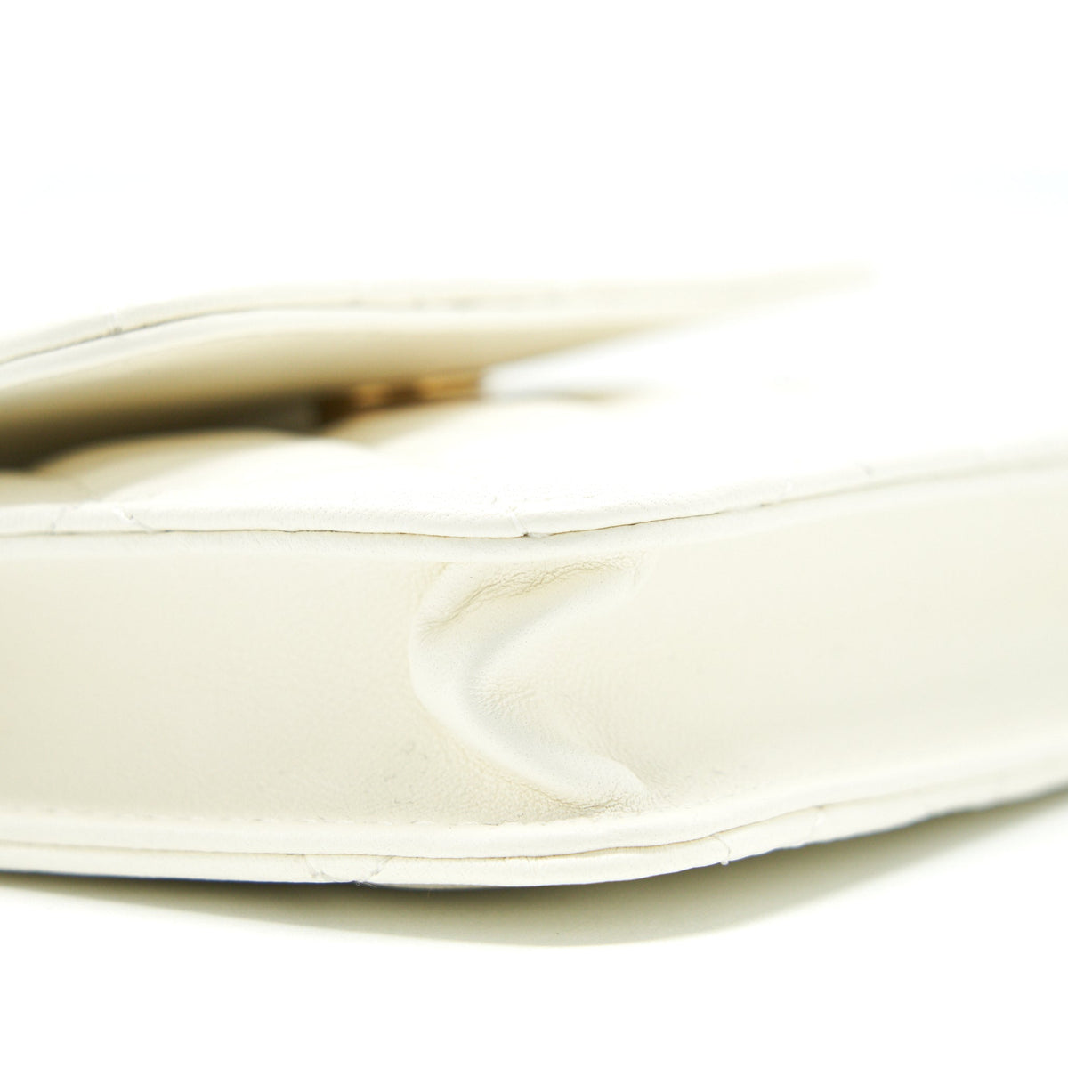 CHANEL PEARL CRUSH MINI FLAP BELT BAG WHITE LAMBSKIN GHW