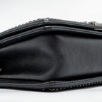 CHANEL TOP HANDLE BOY BAG LIMITED EDITION GRAINED CALFSKIN BLACK RUTHENIUM SILVER HARDWARE