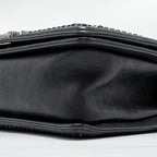 CHANEL TOP HANDLE BOY BAG LIMITED EDITION GRAINED CALFSKIN BLACK RUTHENIUM SILVER HARDWARE