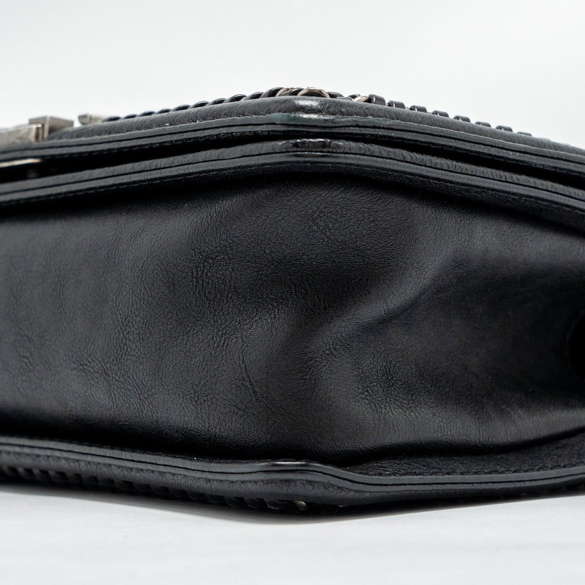 CHANEL TOP HANDLE BOY BAG LIMITED EDITION GRAINED CALFSKIN BLACK RUTHENIUM SILVER HARDWARE