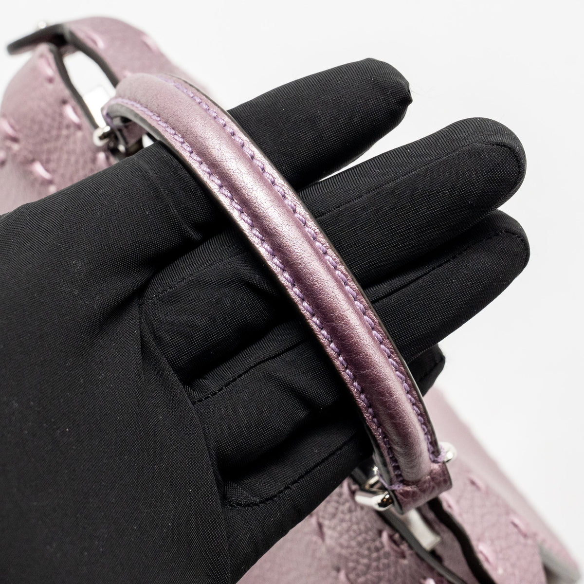 Fendi Peekaboo ISeeU Petite Cuoio Romano Leather Metallic Pink SHW