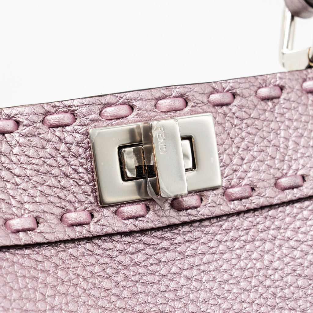Fendi Peekaboo ISeeU Petite Cuoio Romano Leather Metallic Pink SHW