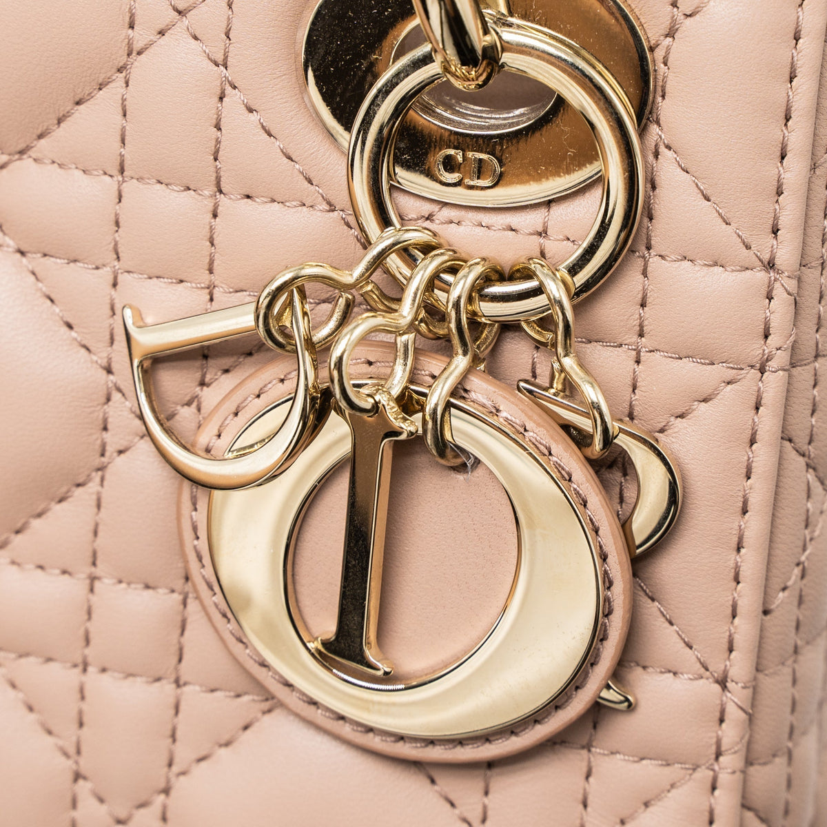 DIOR MINI LADY DIOR CANNAGE LAMBSKIN BLUSH LGHW