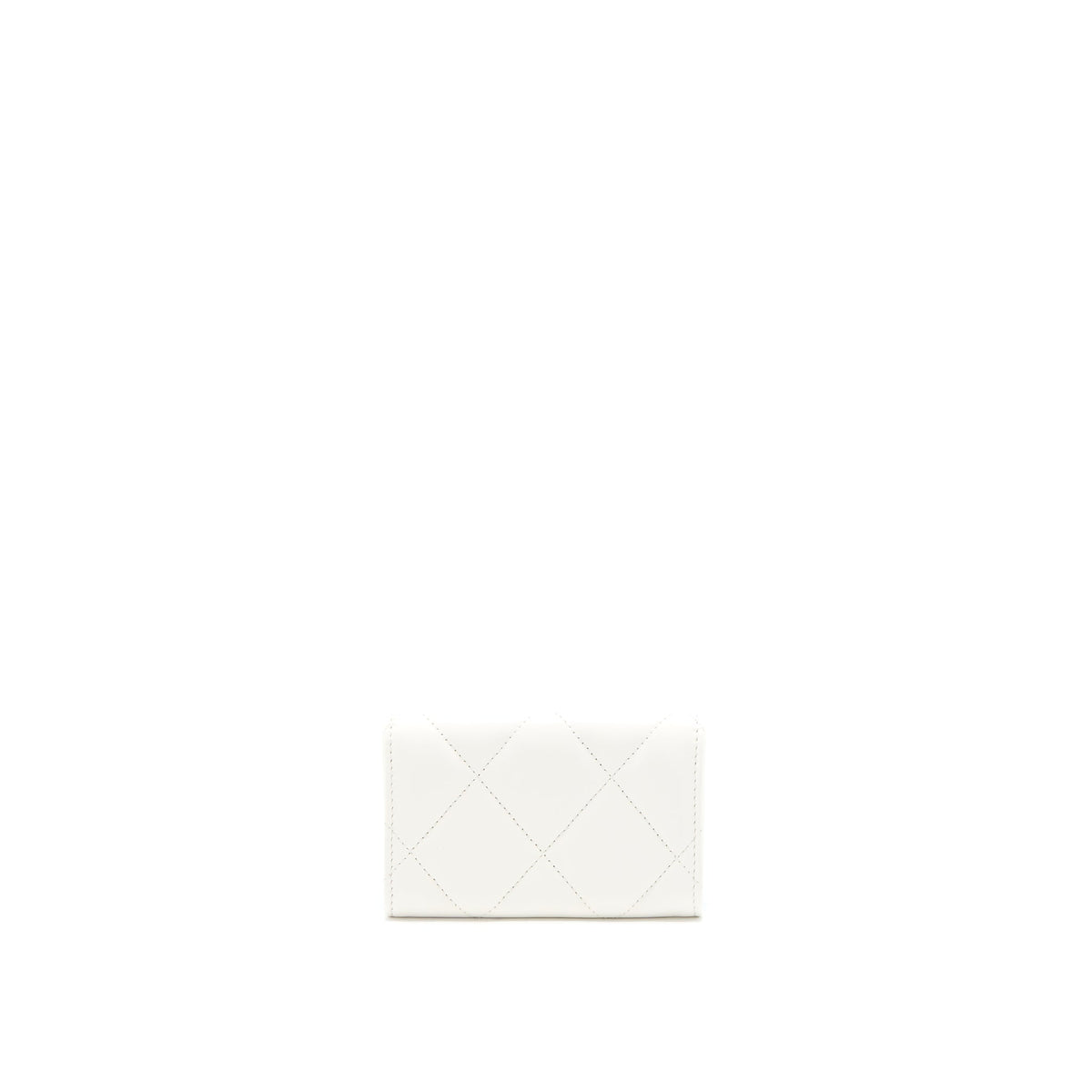CHANEL 19 FLAP CARD HOLDER LAMBSKIN WHITE BRUSHED GHW (MICROCHIP)