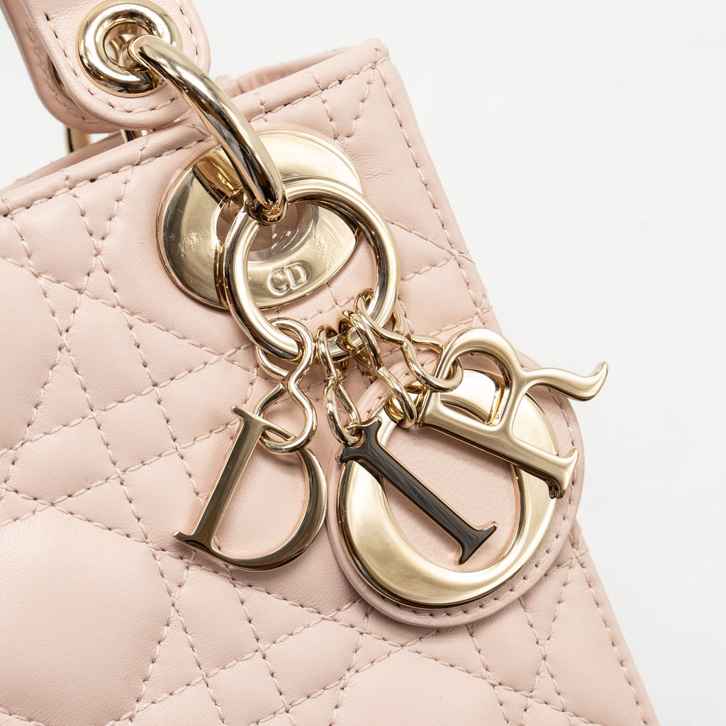 Dior Mini Lady Dior Cannage Lambskin Powder Pink LGHW