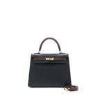 HERMES KELLY 25 SPECIAL ORDER EPSOM BLACK/ ROUGE H GHW
