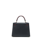 HERMES KELLY 25 SPECIAL ORDER EPSOM BLACK/ ROUGE H GHW