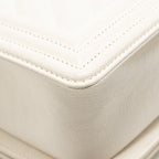 Chanel Medium Boy Bag Chevron Grained Calfskin White LGHW